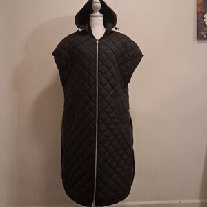 Moose Knuckles Long Vest Women's Large L Black Diamond Quilted Designer Luxury